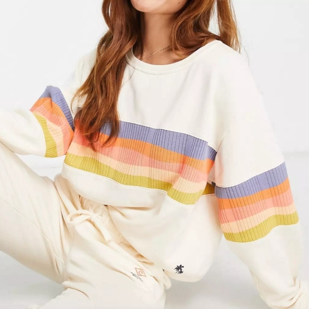 Rip Curl Melting Waves crew sweater in cream Small